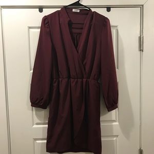 Maroon Mini Full Sleeve Dress